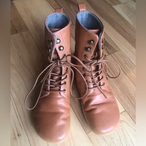 Mukishoes Alentejo brown leather barefoot combat boots size 38